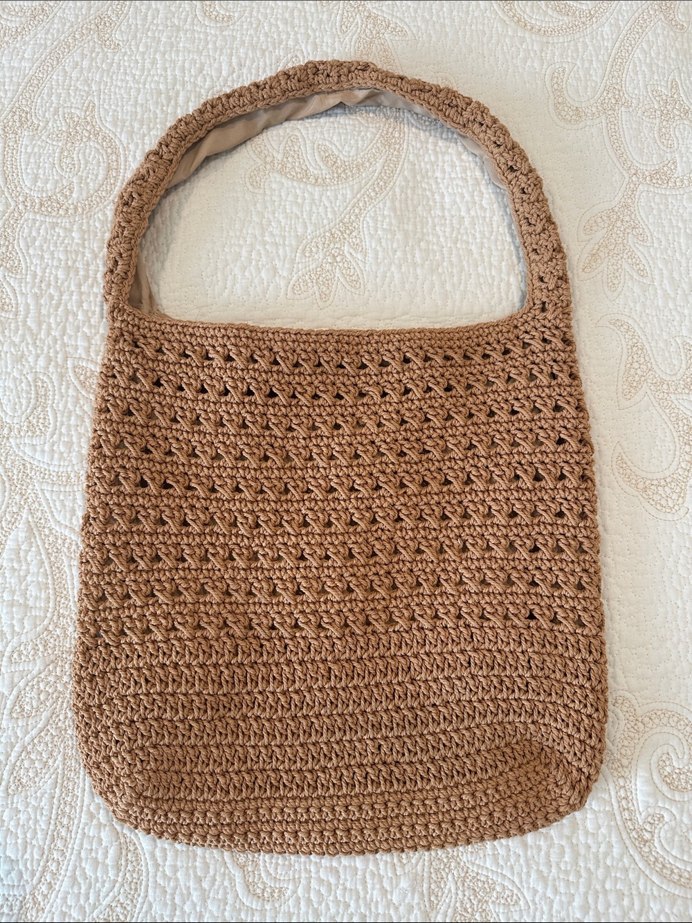 Sonoma Crochet Shoulder Bag in Light Brown
